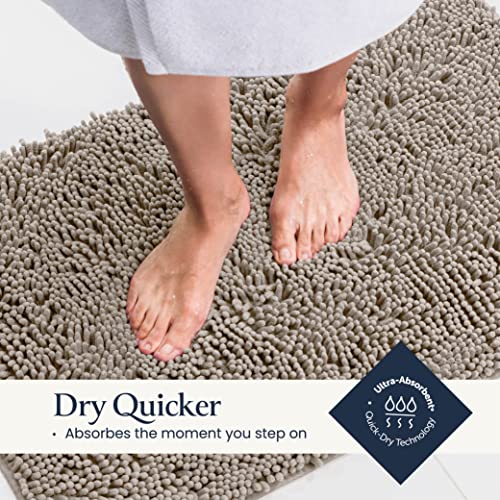 2 Piece Bathroom Rugs Bath Mat Set - Soft Plush Chenille Shower Mats For Bathroom Durable Bath Rug With Rubber Backing, Ultra Absorbent Bath Rugs, Bathtub Mat, Bathroom Rug Mats - 30x20 + 24x17 Inch