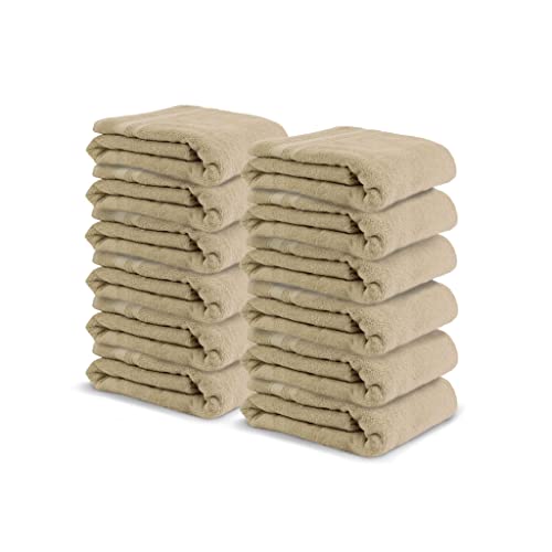 Bokser Home Hospitality Kenwood Oversized Bath Towels, Hotel Quality for Bathroom, Home, and Spa, 100% Combed Ring Spun Cotton Providing a Soft, Luxurious Feel, Beige, 30” x 60” (Pack of 12)