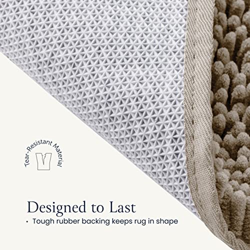 2 Piece Bathroom Rugs Bath Mat Set - Soft Plush Chenille Shower Mats For Bathroom Durable Bath Rug With Rubber Backing, Ultra Absorbent Bath Rugs, Bathtub Mat, Bathroom Rug Mats - 30x20 + 24x17 Inch