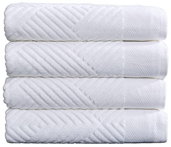 100% Cotton Soft Bath Towels Set | Quick Dry and Highly Absorbent, Textured Bath Towels 27" x 54" (4 Pack)