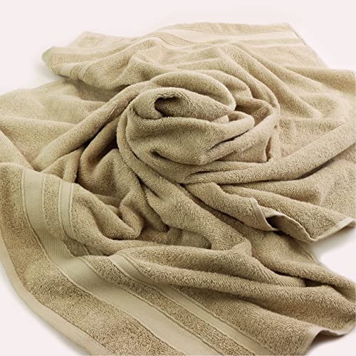 Bokser Home Hospitality Kenwood Oversized Bath Towels, Hotel Quality for Bathroom, Home, and Spa, 100% Combed Ring Spun Cotton Providing a Soft, Luxurious Feel, Beige, 30” x 60” (Pack of 12)
