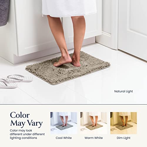 2 Piece Bathroom Rugs Bath Mat Set - Soft Plush Chenille Shower Mats For Bathroom Durable Bath Rug With Rubber Backing, Ultra Absorbent Bath Rugs, Bathtub Mat, Bathroom Rug Mats - 30x20 + 24x17 Inch