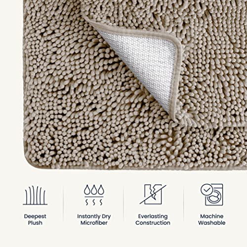 2 Piece Bathroom Rugs Bath Mat Set - Soft Plush Chenille Shower Mats For Bathroom Durable Bath Rug With Rubber Backing, Ultra Absorbent Bath Rugs, Bathtub Mat, Bathroom Rug Mats - 30x20 + 24x17 Inch