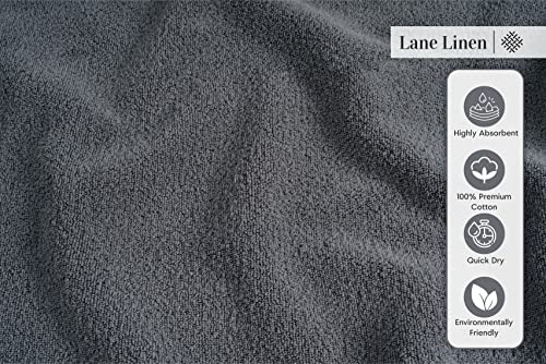 LANE LINEN Bath Towels for Bathroom Set- 100% Cotton Towel Set Soft 6 Hand Wash Cloths Quick Dry Highly Absorbent Shower - 18 Piece Space Grey