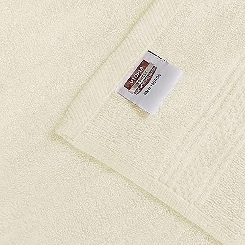 Utopia Towels 8-Piece Premium Towel Set, 2 Bath Towels, 2 Hand Towels, and 4 Wash Cloths, 600 GSM 100% Ring Spun Cotton Highly Absorbent Towels for Bathroom, Gym, Hotel, and Spa (Ivory)