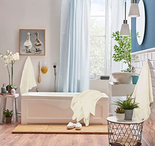 Utopia Towels 8-Piece Premium Towel Set, 2 Bath Towels, 2 Hand Towels, and 4 Wash Cloths, 600 GSM 100% Ring Spun Cotton Highly Absorbent Towels for Bathroom, Gym, Hotel, and Spa (Ivory)