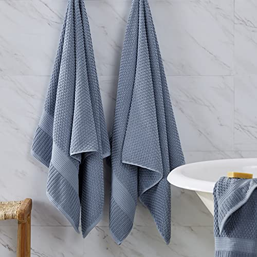 NY Loft 100% Cotton Bath Towel 4 Pack | Super Soft & Absorbent Quick-Dry Bath Towels 30" x 52" |Textured and Durable Cotton | Trinity Collection (4 Pack Bath Towel, Flint Stone)