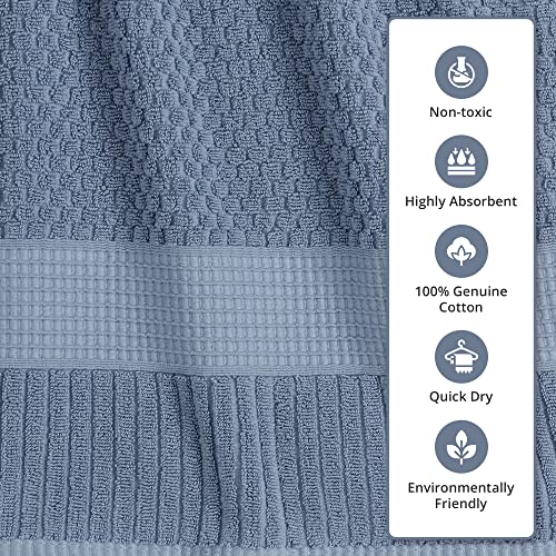 NY Loft 100% Cotton Bath Towel 4 Pack | Super Soft & Absorbent Quick-Dry Bath Towels 30" x 52" |Textured and Durable Cotton | Trinity Collection (4 Pack Bath Towel, Flint Stone)