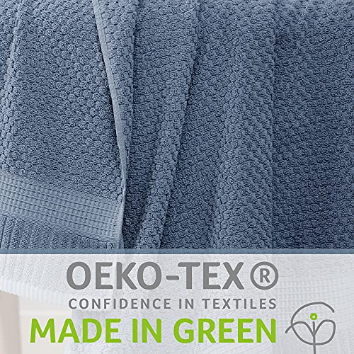 NY Loft 100% Cotton Bath Towel 4 Pack | Super Soft & Absorbent Quick-Dry Bath Towels 30" x 52" |Textured and Durable Cotton | Trinity Collection (4 Pack Bath Towel, Flint Stone)
