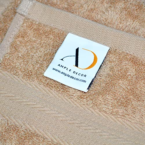 Ample Decor Bath Towels 30 X 54 Inch 100% Cotton 600 GSM, Oeko Tex Certified Absorbent Soft Premium Quality Durable Machine Washable, Ideal Bathroom, Pool, Hotel, Spa - Beige