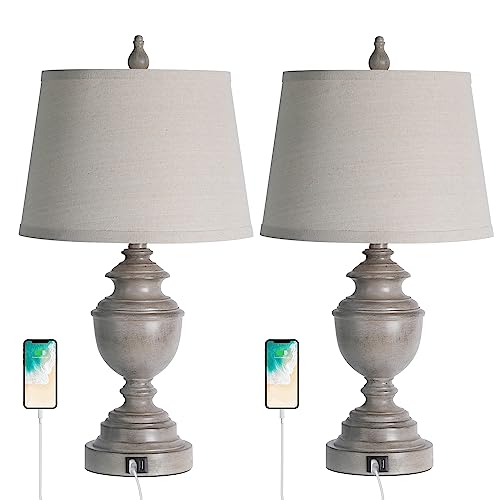 Set of 2 Gray Touch Control Table Lamps