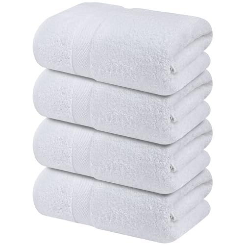 Infinitee Xclusives Premium Bath Towels Set of 4-27x54 Inches, 100% Ring-Spun Cotton, Soft, Absorbent, Quick Dry, Durable, Ideal for Daily Use