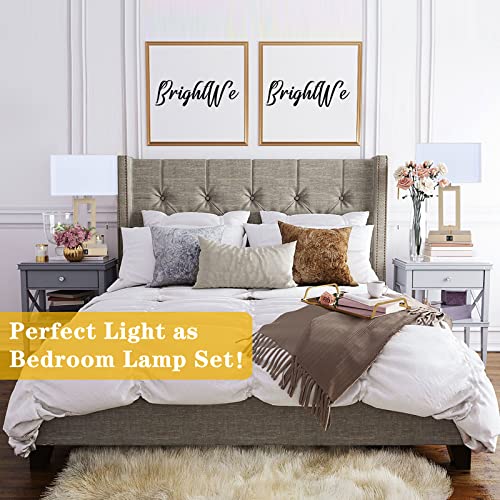 Set of 2 Table Lamps with Dual USB Ports,Touch Control Bedside Lamps Nightstand Lamps for Bedroom, 3-Way Dimmable Modern Desk Lamps Living Room Office, LED Bulbs Included, Gold&White