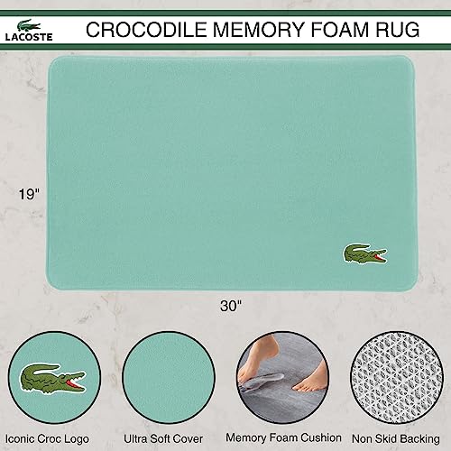 Lacoste Crocodile Bath Mat, Memory Foam Rug, Beach Glass