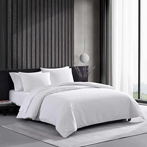 Vera Wang - King Comforter Set, Luxury Cotton Bedding with Matching Shams, Medium Weight & Ideal for All Seasons (Waffle Pique King, White)