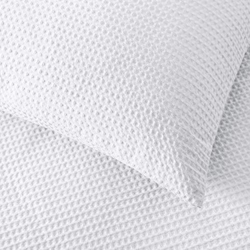 Vera Wang - King Comforter Set, Luxury Cotton Bedding with Matching Shams, Medium Weight & Ideal for All Seasons (Waffle Pique King, White)