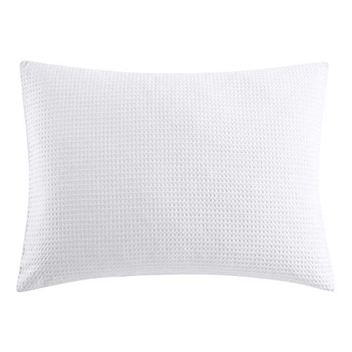 Vera Wang - King Comforter Set, Luxury Cotton Bedding with Matching Shams, Medium Weight & Ideal for All Seasons (Waffle Pique King, White)