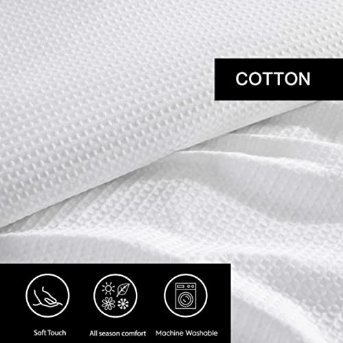 Vera Wang - King Comforter Set, Luxury Cotton Bedding with Matching Shams, Medium Weight & Ideal for All Seasons (Waffle Pique King, White)