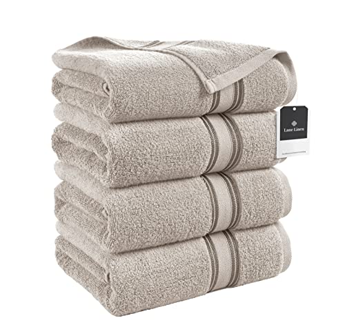 LANE LINEN Large Bath Towels - 100% Cotton Bath Sheets, Extra Large Bath Towels, Zero Twist, 4 Piece Bath Sheet Set, Quick Dry, Super Soft Shower Towels, Highly Absorbent Bathroom Towels - Platinum