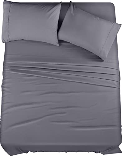 Utopia Bedding King Bed Sheets Set - 4 Piece Bedding - Brushed Microfiber - Shrinkage and Fade Resistant - Easy Care (King, Grey)
