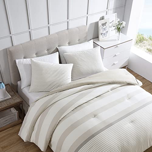 Nautica - Queen Comforter Set, Cotton Reversible Bedding with Matching Shams, Ideal Home Decor for All Seasons (Saybrook Beige, Queen)