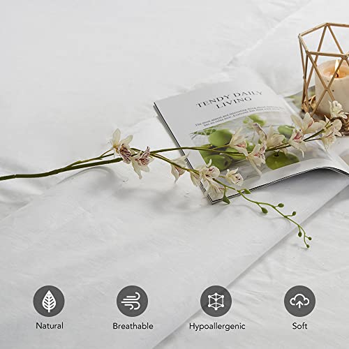 DAPU Pure Linen Sheets Set, 100% French Linen From Normandy, Breathable and Durable For Hot Sleepers, 4 Pcs Set - 1 Flat Sheet, 1 Fitted Sheet, 2 Pillowcases (White, Queen)
