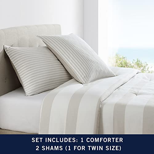 Nautica - Queen Comforter Set, Cotton Reversible Bedding with Matching Shams, Ideal Home Decor for All Seasons (Saybrook Beige, Queen)