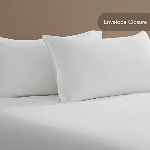 DAPU Pure Linen Sheets Set, 100% French Linen From Normandy, Breathable and Durable For Hot Sleepers, 4 Pcs Set - 1 Flat Sheet, 1 Fitted Sheet, 2 Pillowcases (White, Queen)