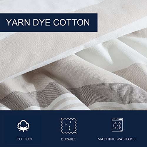 Nautica - Queen Comforter Set, Cotton Reversible Bedding with Matching Shams, Ideal Home Decor for All Seasons (Saybrook Beige, Queen)