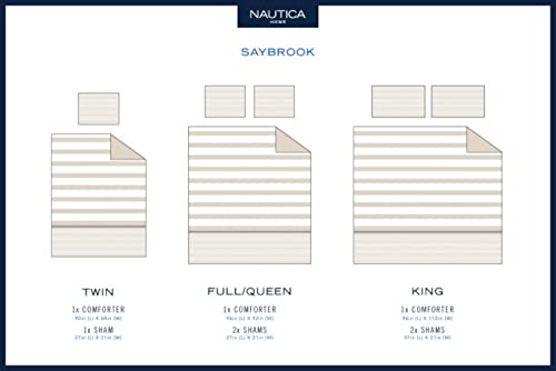 Nautica - Queen Comforter Set, Cotton Reversible Bedding with Matching Shams, Ideal Home Decor for All Seasons (Saybrook Beige, Queen)