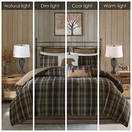 Woolrich Rustic Lodge Cabin Comforter Set - All Season Down Alternative Warm Bedding Layer and Matching Shams, Oversized Queen, Hadley Plaid, Multi