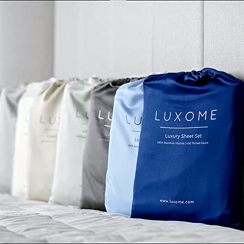 LUXOME Luxury Sheet Set | 100% Viscose from Bamboo | Queen Size - Charcoal | Deep Pockets | 4-Piece Set (Fitted, Flat, 2 Pillowcases)