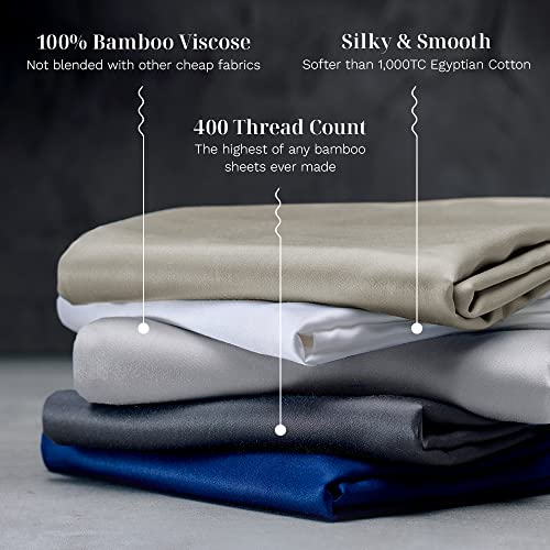 LUXOME Luxury Sheet Set | 100% Viscose from Bamboo | Queen Size - Charcoal | Deep Pockets | 4-Piece Set (Fitted, Flat, 2 Pillowcases)