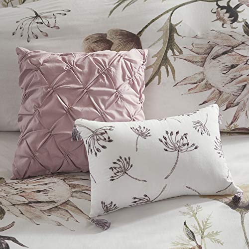 Madison Park Cassandra 100% Cotton Comforter Set - Feminine Design Colorful Floral Print, All Season Down Alternative Bedding Layer and Matching Shams, California King, Blush 8 Piece