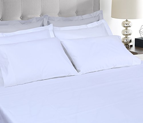 Threadmill 100% USA Supima Cotton Sheets, King Size Sheets, 1000 Thread Count, Luxury 4 Piece Bed Sheets Set, Hotel Quality Sateen Weave, Hotel White Sheets with Elasticized Deep Pocket