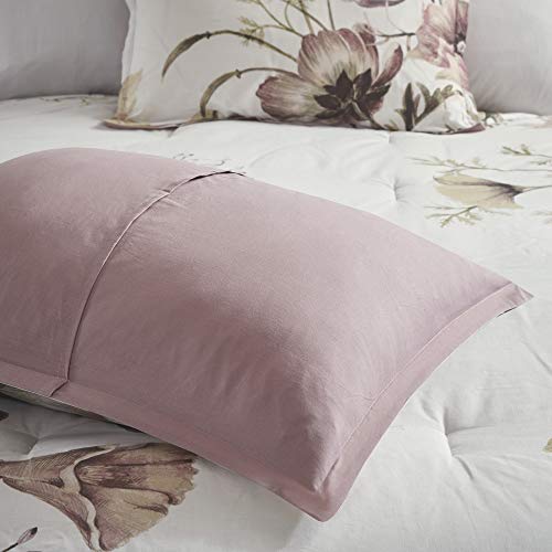 Madison Park Cassandra 100% Cotton Comforter Set - Feminine Design Colorful Floral Print, All Season Down Alternative Bedding Layer and Matching Shams, California King, Blush 8 Piece