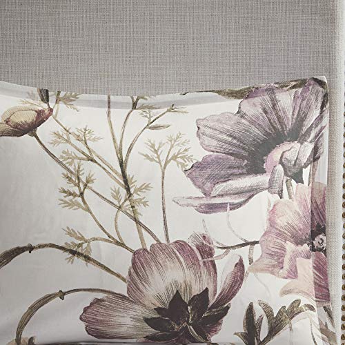 Madison Park Cassandra 100% Cotton Comforter Set - Feminine Design Colorful Floral Print, All Season Down Alternative Bedding Layer and Matching Shams, California King, Blush 8 Piece