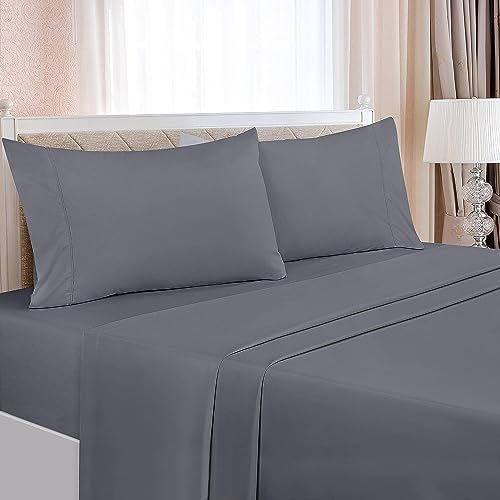 Utopia Bedding King Bed Sheets Set - 4 Piece Bedding - Brushed Microfiber - Shrinkage and Fade Resistant - Easy Care (King, Grey)