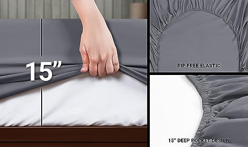 Utopia Bedding King Bed Sheets Set - 4 Piece Bedding - Brushed Microfiber - Shrinkage and Fade Resistant - Easy Care (King, Grey)