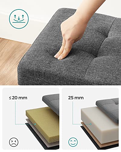SONGMICS 43.3 Inches Storage Ottoman, Bedroom Bench with Storage, Foot Stool with Feet, Holds Up to 660 lb, Dark Gray ULSF018G01