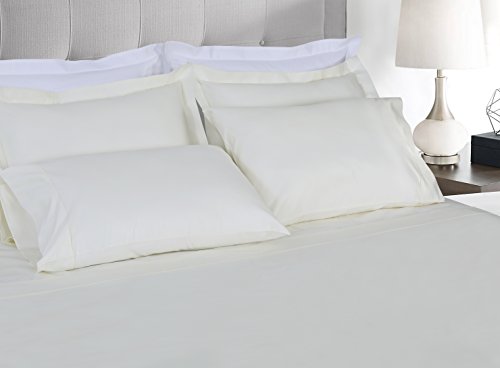 Threadmill 100% Supima Cotton Sheets, Premium 1200 Thread Count Cotton Sheets for King Size Bed, 4 Pc Ivory King Bed Sheets Set, 5-Star Hotel Quality with Elasticized Deep Pocket King Sheets