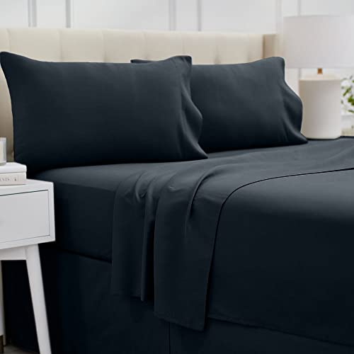 lalaLOOM Queen Bed Sheet Set, Soft Microfiber Hotel Luxury Bedding, Extra Deep Pocket, 4 Piece Sheets and Pillowcase Sets, Breathable Wrinkle, Fade Resistant, Machine Washable Linen, Charcoal Gray