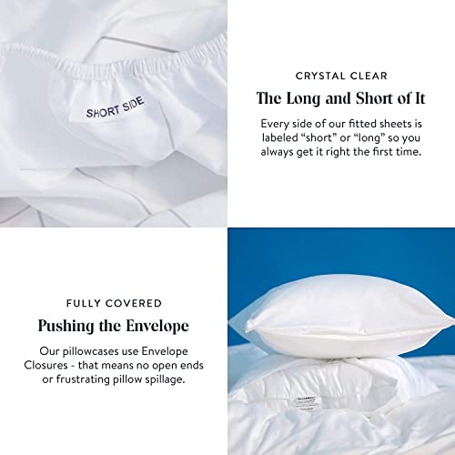 Brooklinen Bed Linen Set, Luxury Sateen Core Sheet Set in White, 4 Piece Set - Fitted Sheet, Flat Sheet, 2 Pillowcases, Full Size