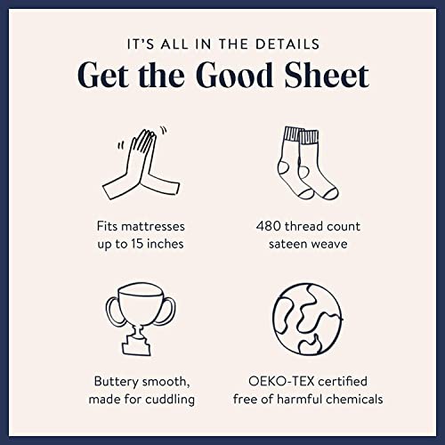 Brooklinen Bed Linen Set, Luxury Sateen Core Sheet Set in White, 4 Piece Set - Fitted Sheet, Flat Sheet, 2 Pillowcases, Full Size