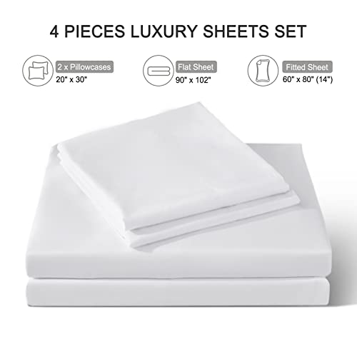 ILAVANDE White Queen Sheets Set 4 Piece,Hotel Luxury Super Soft 1800 Series Microfiber Queen Bed Sheets Set-Wrinkle Free & Breathable-14" Deep Pocket Sheets for Queen Size Bed(Queen,White)