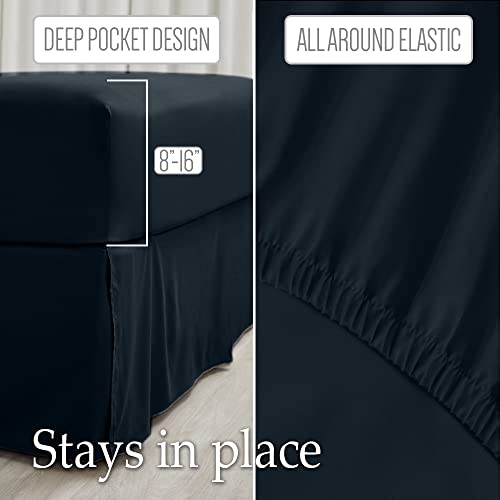 lalaLOOM Queen Bed Sheet Set, Soft Microfiber Hotel Luxury Bedding, Extra Deep Pocket, 4 Piece Sheets and Pillowcase Sets, Breathable Wrinkle, Fade Resistant, Machine Washable Linen, Charcoal Gray