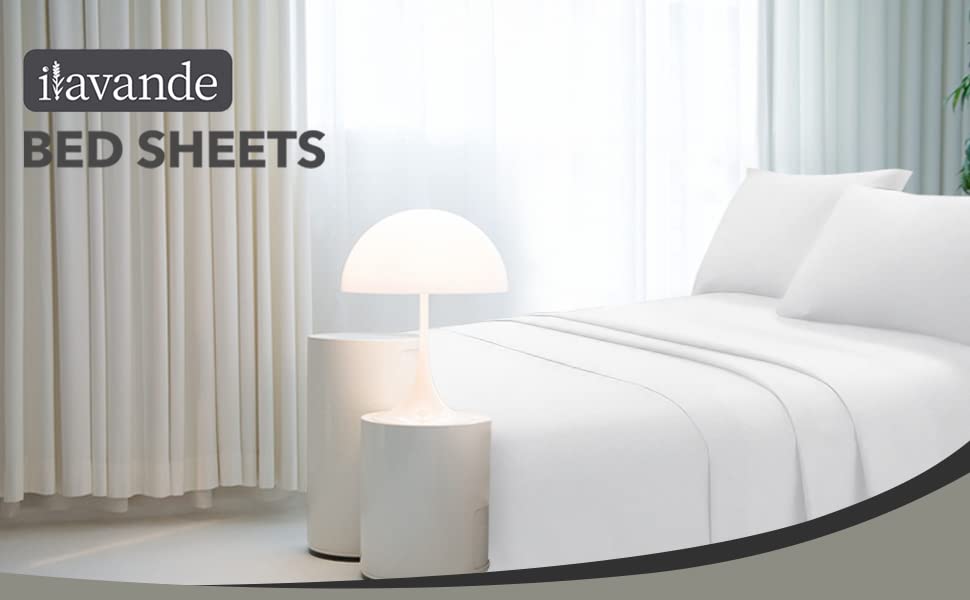 ILAVANDE White Queen Sheets Set 4 Piece,Hotel Luxury Super Soft 1800 Series Microfiber Queen Bed Sheets Set-Wrinkle Free & Breathable-14" Deep Pocket Sheets for Queen Size Bed(Queen,White)