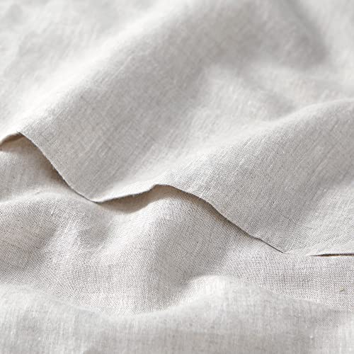 DAPU Pure Linen Sheets Set, 100% French Linen from Normandy, Breathable and Durable for Hot Sleepers, 4 Pcs Set - 1 Flat Sheet, 1 Fitted Sheet, 2 Pillowcases (Natural Linen, Queen)