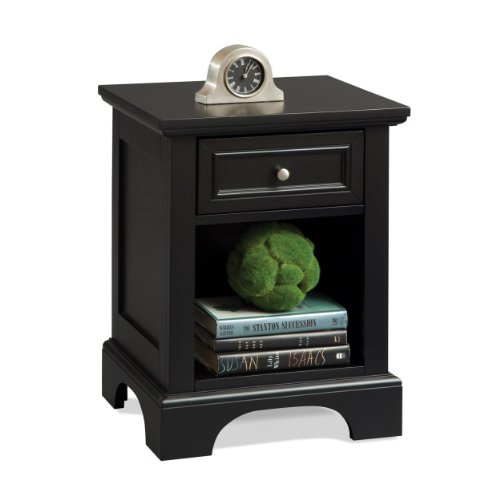 Home Styles Bedford Queen Bed Headboard, Footboard, Rails and Matching Wood Panel Bed Chest and Nightstand Set in Black