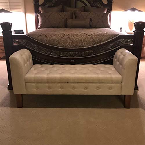 Awonde Upholstered Storage Bench with Arms Ottoman Bench for Bedroom Entryway Living Room Khaki